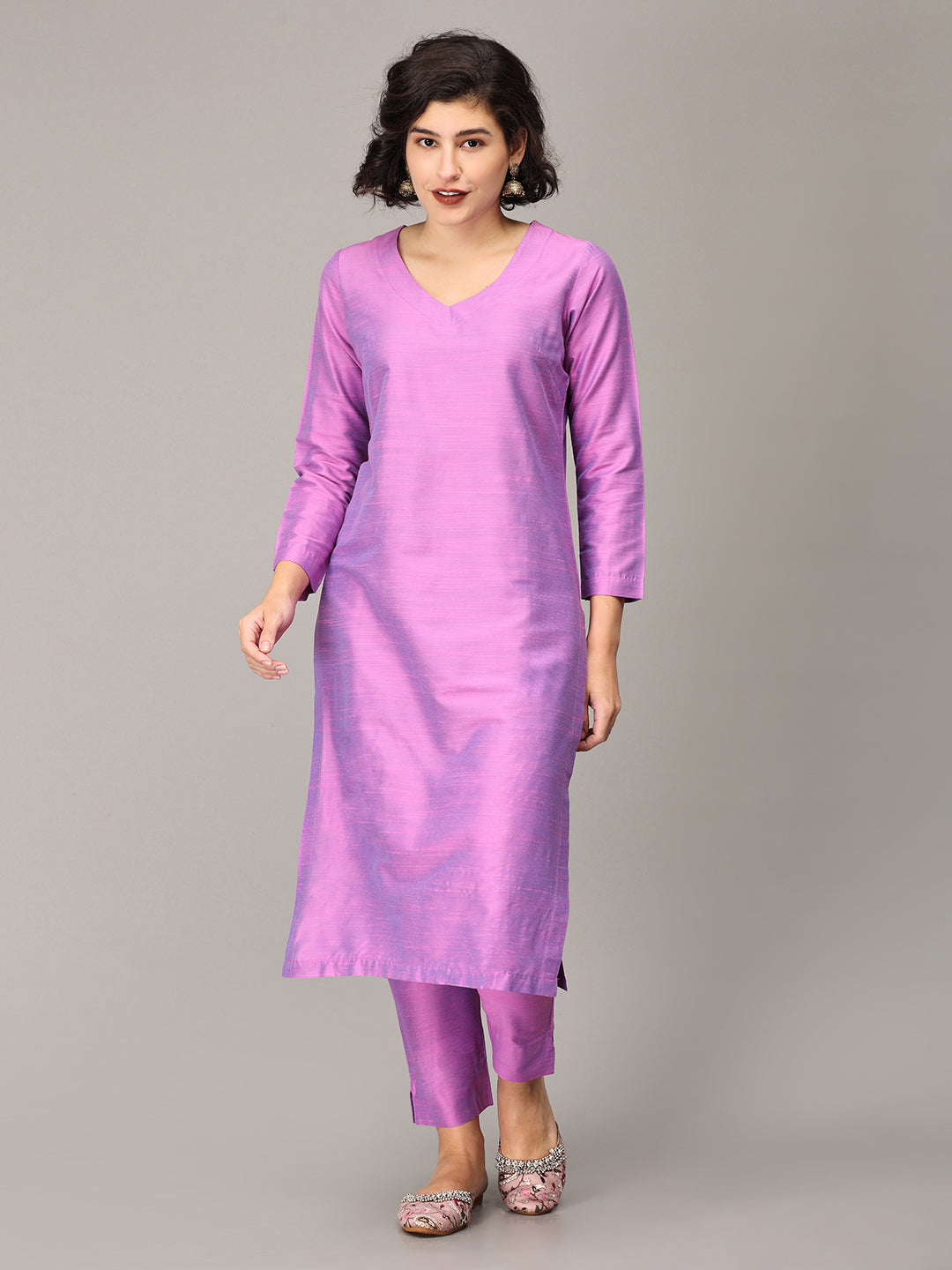 Lilac Cotton Silk Kurta Set