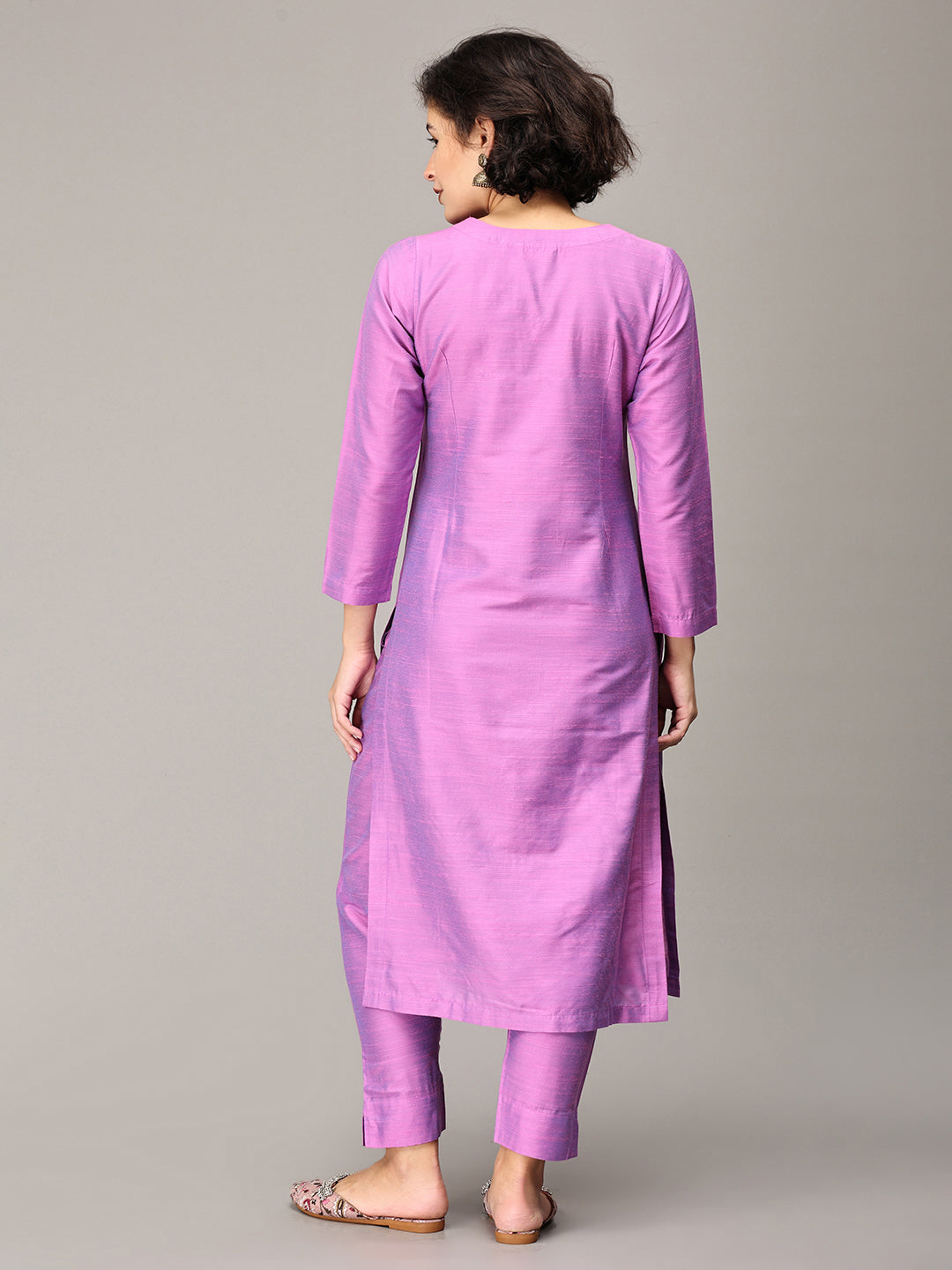 Lilac Cotton Silk Kurta Set