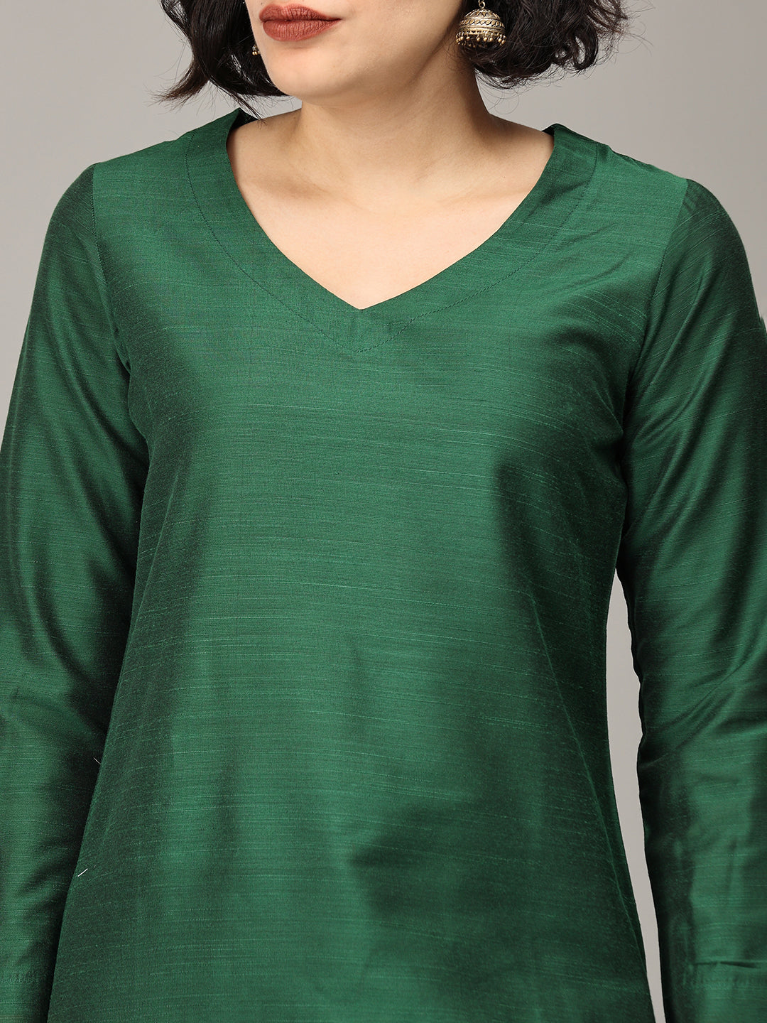 ELLEORA Bottal Green Cotton Silk Kurta Set