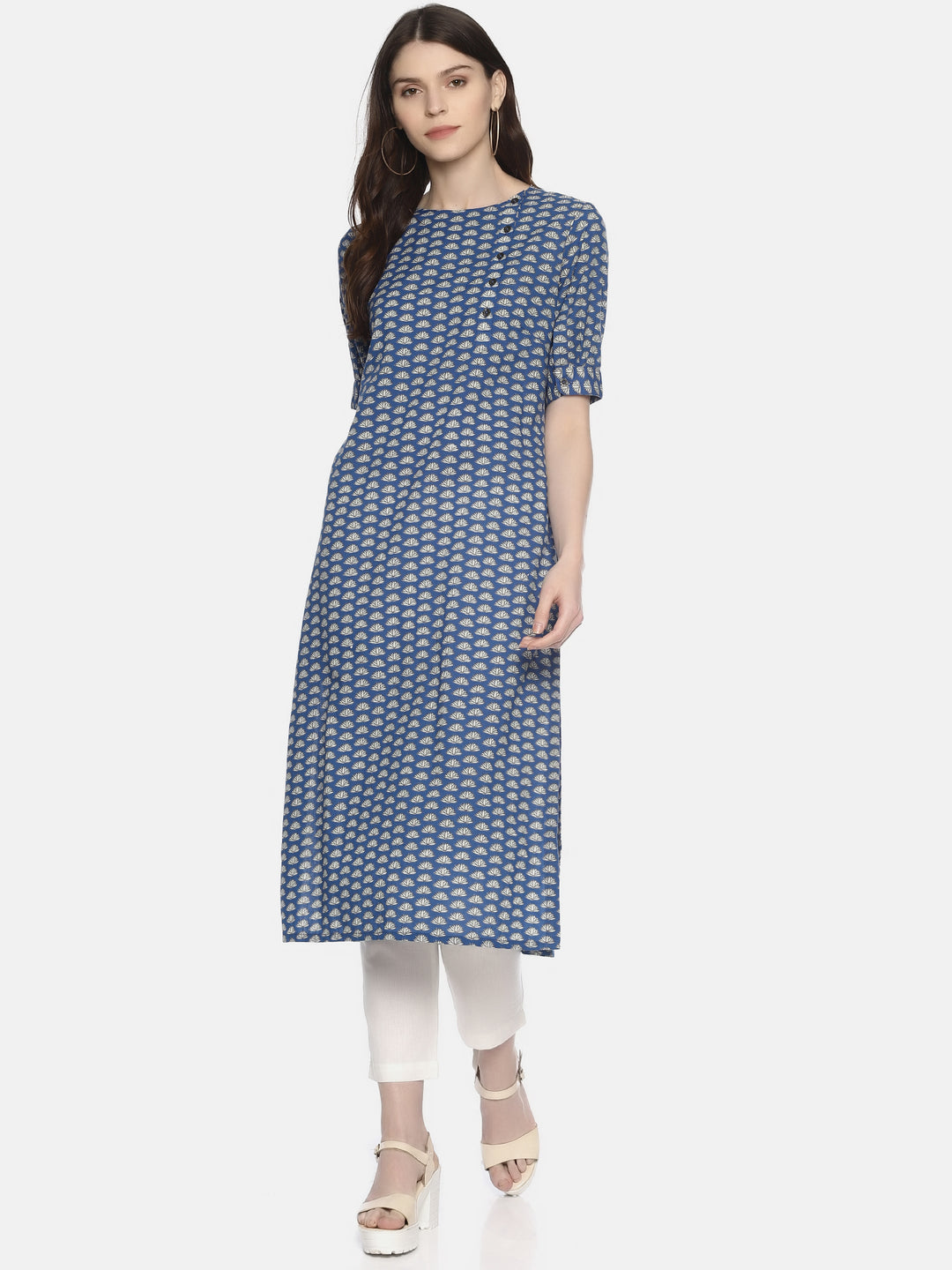 Elleora Azure Bloom Floral Kurta