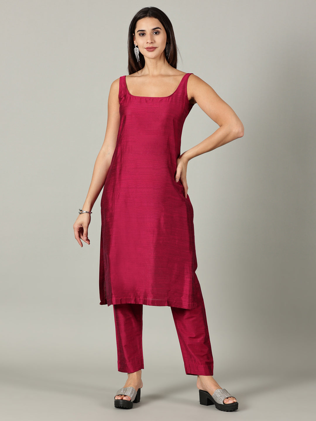 Elleora Magenta Cotton Silk Kurta Set - Vibrant & Elegant