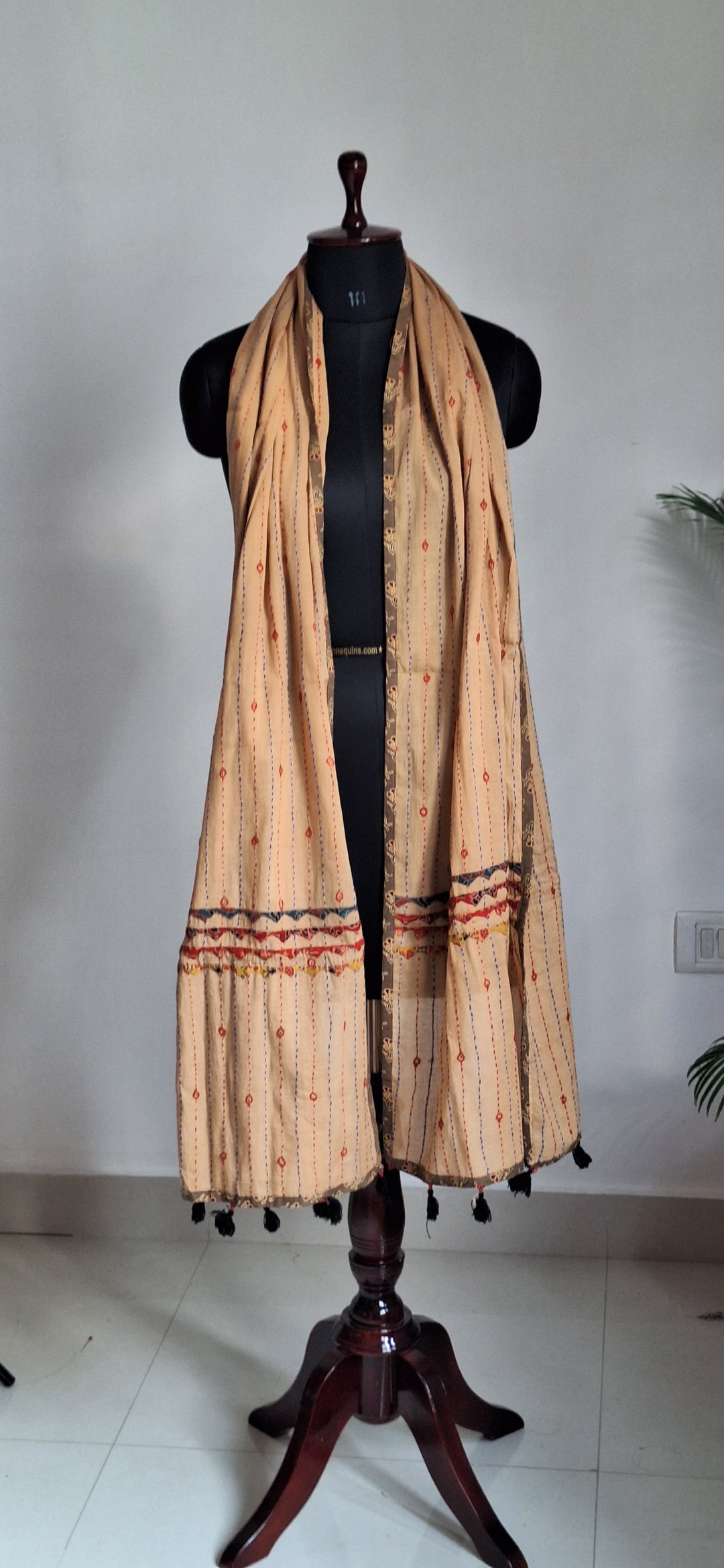 Pure Cotton Natural Dyed Kantha Handwork Stole