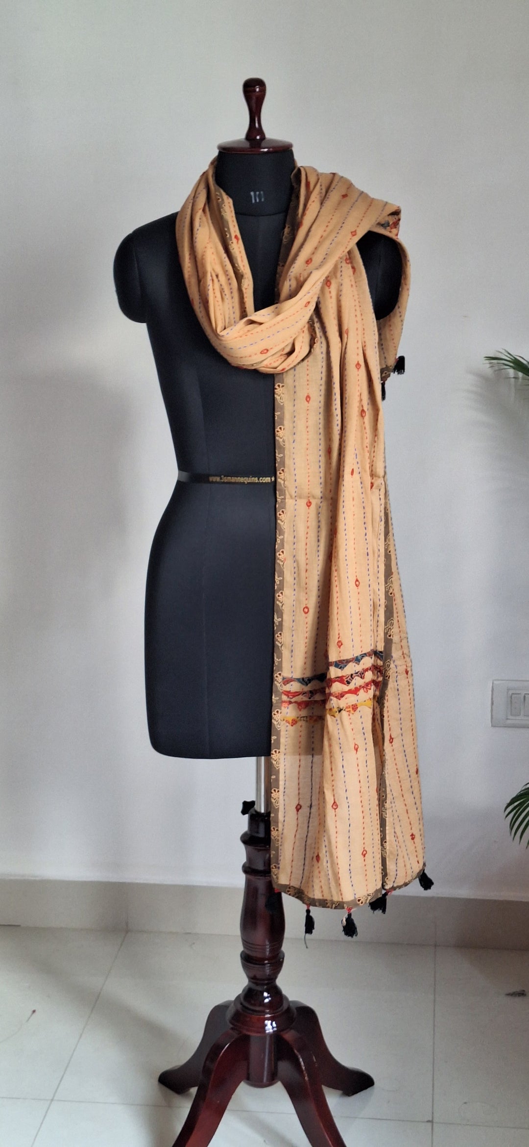 Pure Cotton Natural Dyed Kantha Handwork Stole