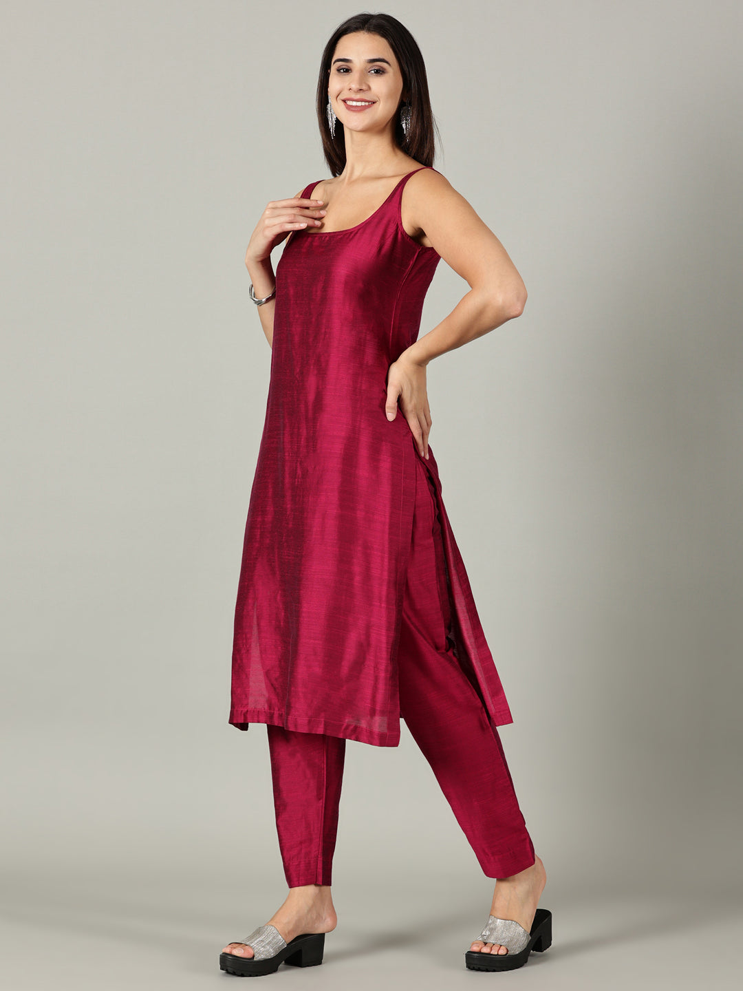 Elleora Magenta Cotton Silk Kurta Set - Vibrant & Elegant