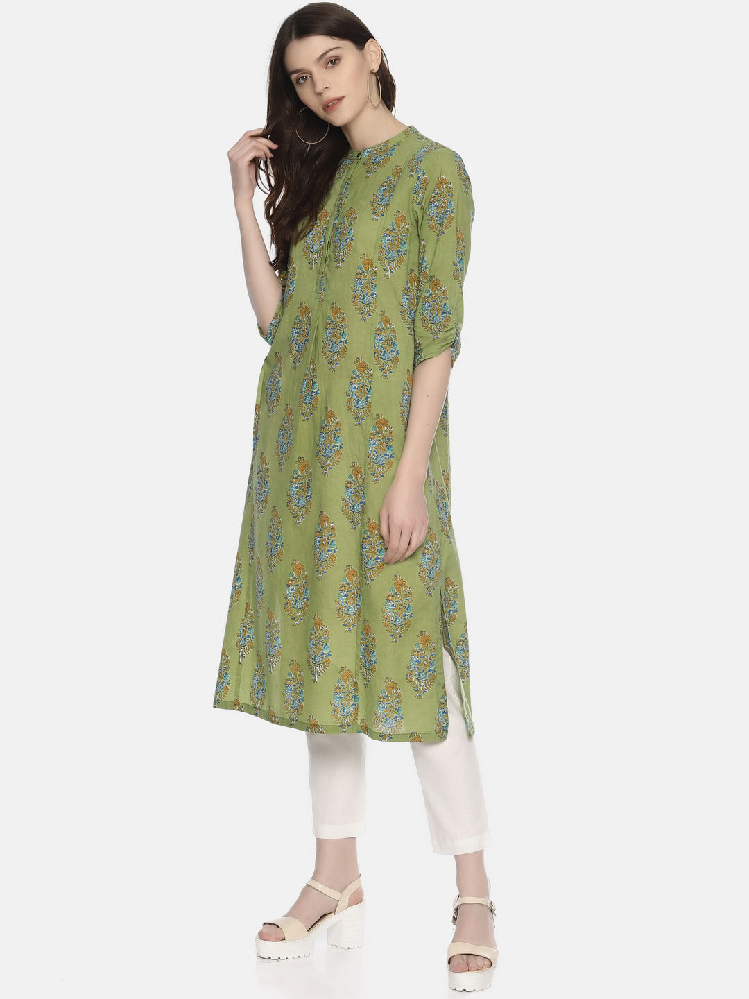 Elleora Emerald Garden Floral Kurta