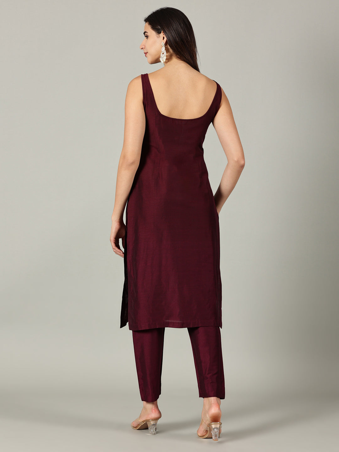 Elleora Wine Cotton Silk Kurta Set - Simply Stunning Ensemble