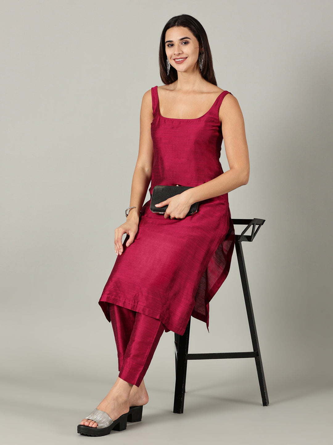 Elleora Magenta Cotton Silk Kurta Set - Vibrant & Elegant