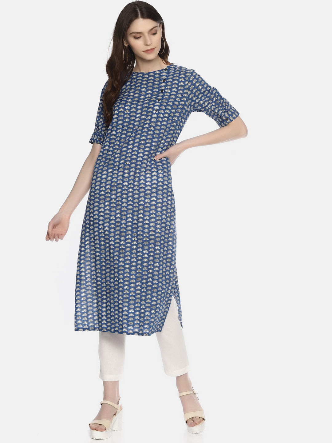Elleora Azure Bloom Floral Kurta