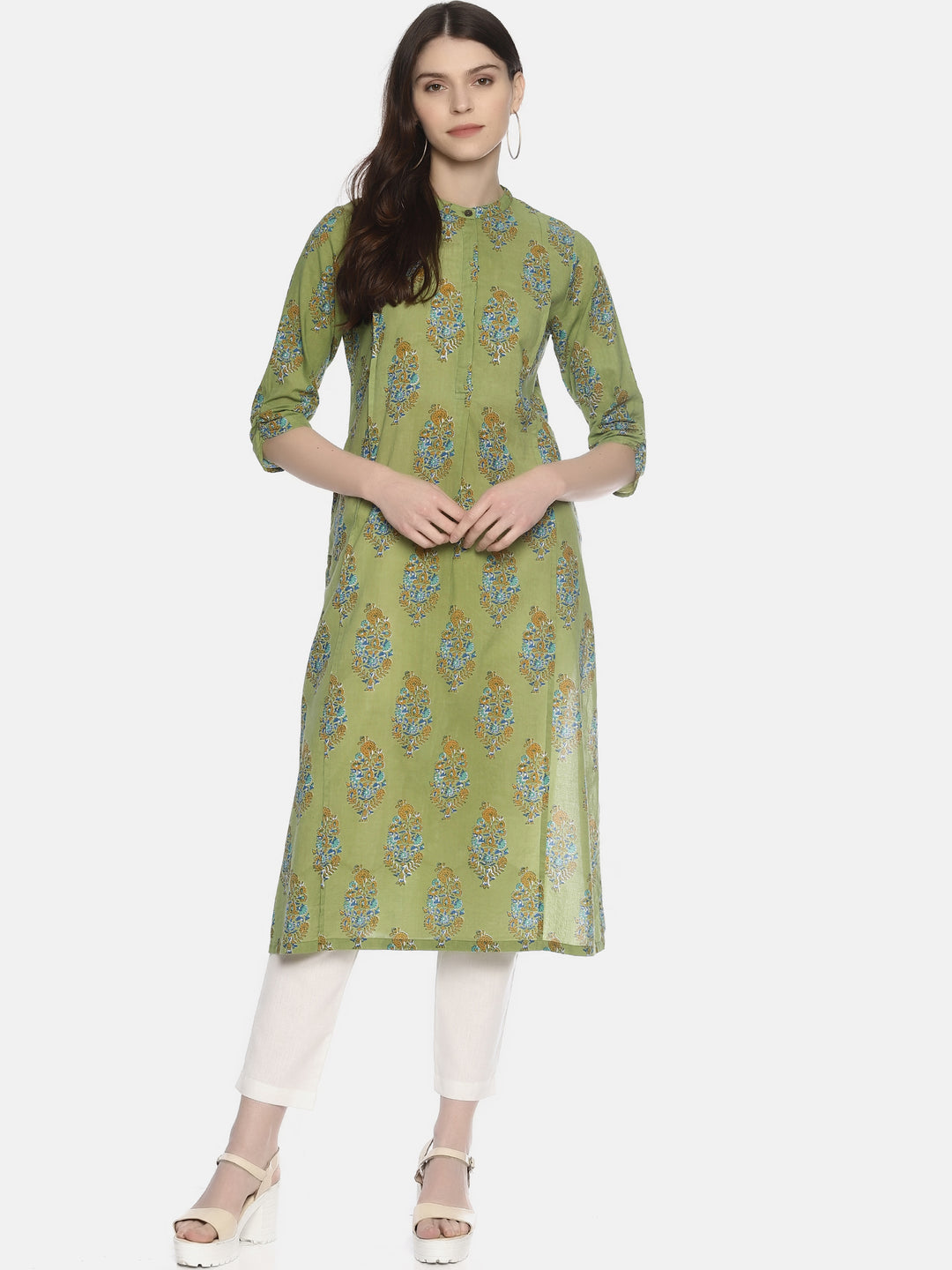 Elleora Emerald Garden Floral Kurta