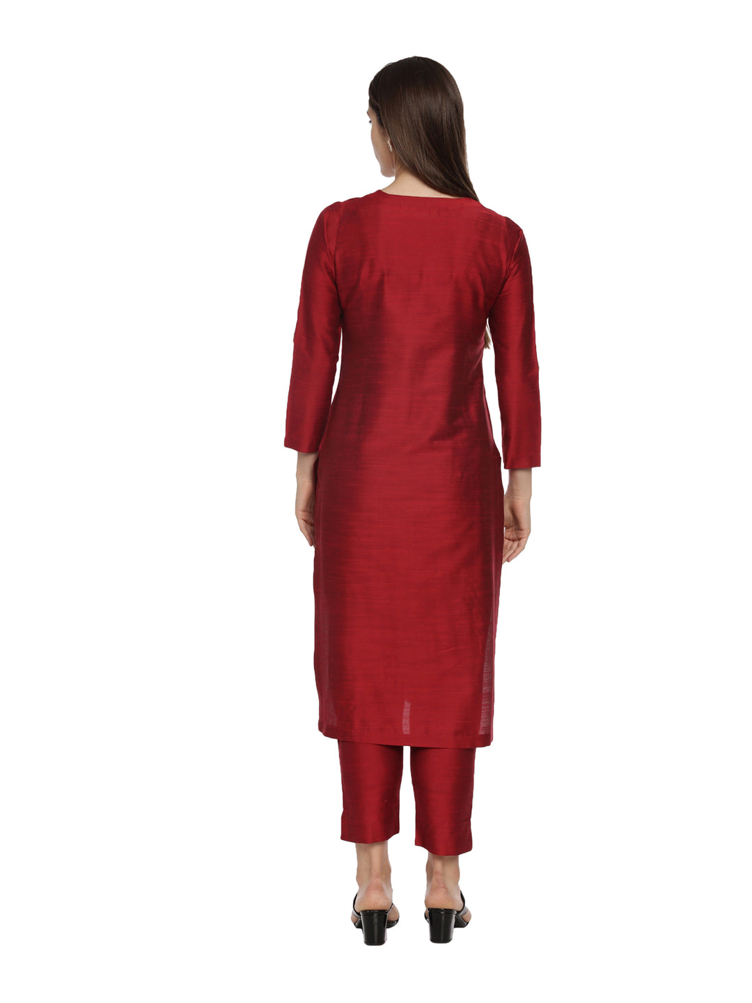 ELLEORA Cotton silk Kurta Set Red