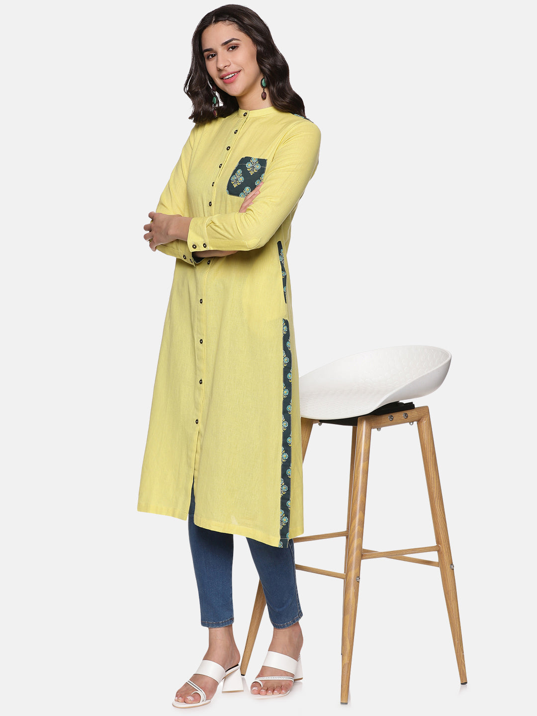 ELLEORA Women’s Classic Front-Open Cotton Kurta