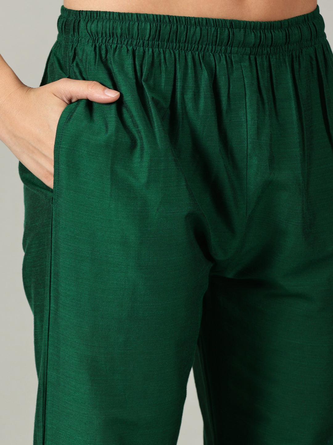 Elleora Bottal Green sleeveless Cotton Silk Kurta Set