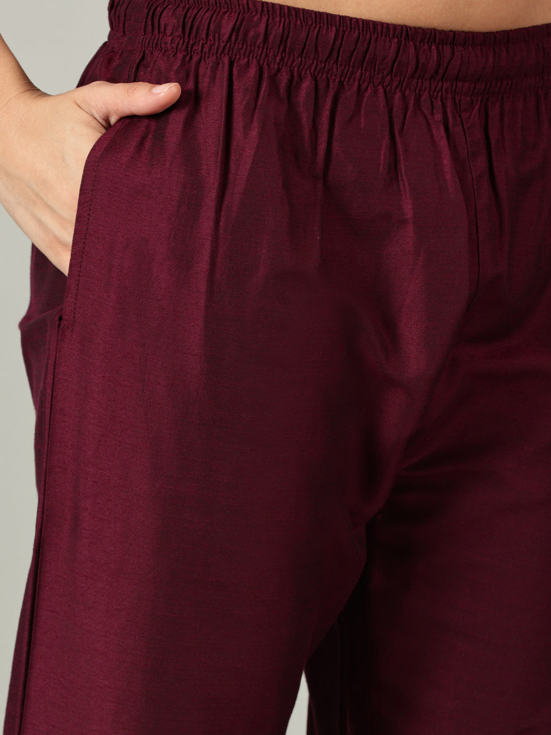 Elleora Wine Cotton Silk Kurta Set - Simply Stunning Ensemble