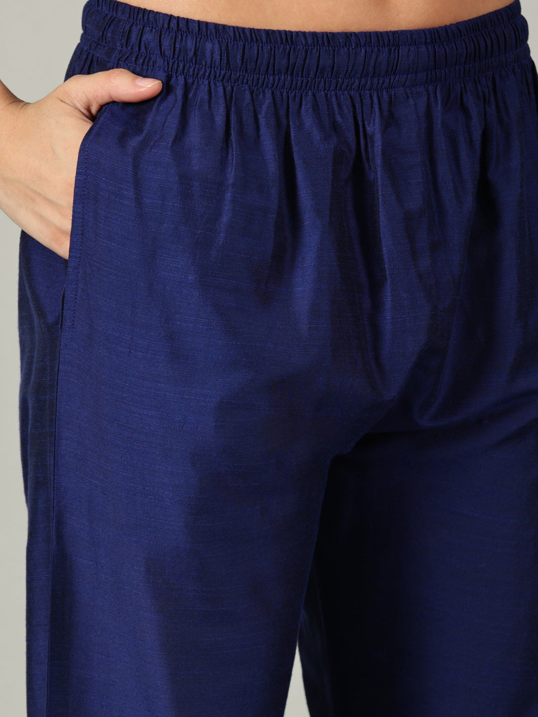 Elleora Royal Blue Sleeveless Cotton Silk Kurta Set