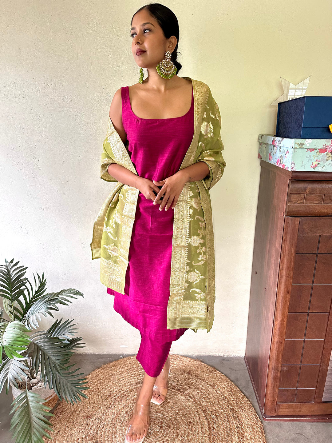 Elleora Magenta Cotton Silk Kurta Set - Vibrant & Elegant