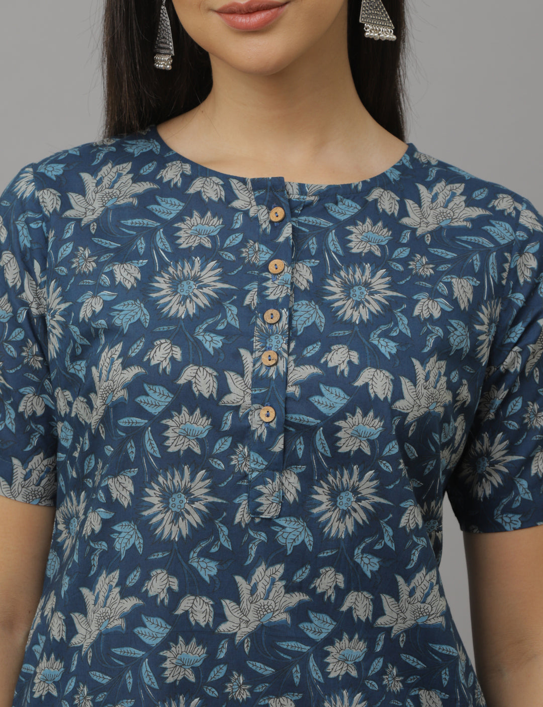 Navy Floral Kurta