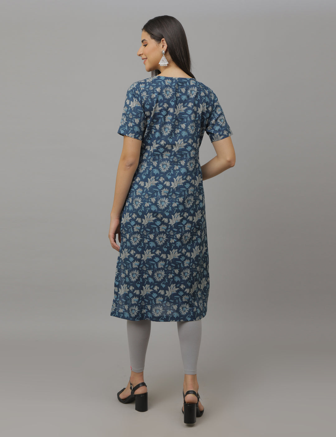 Navy Floral Kurta