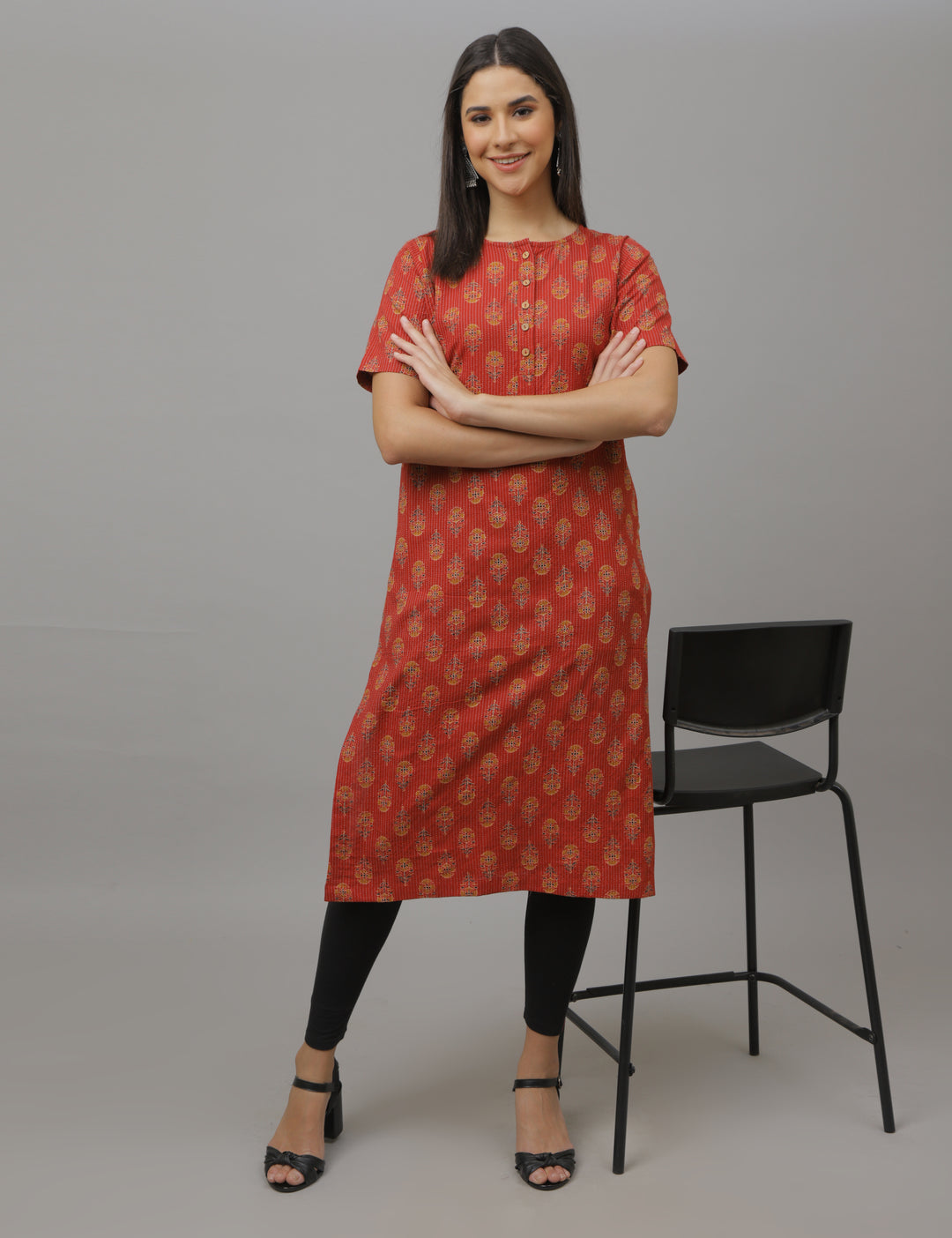 Red Floral Kurta