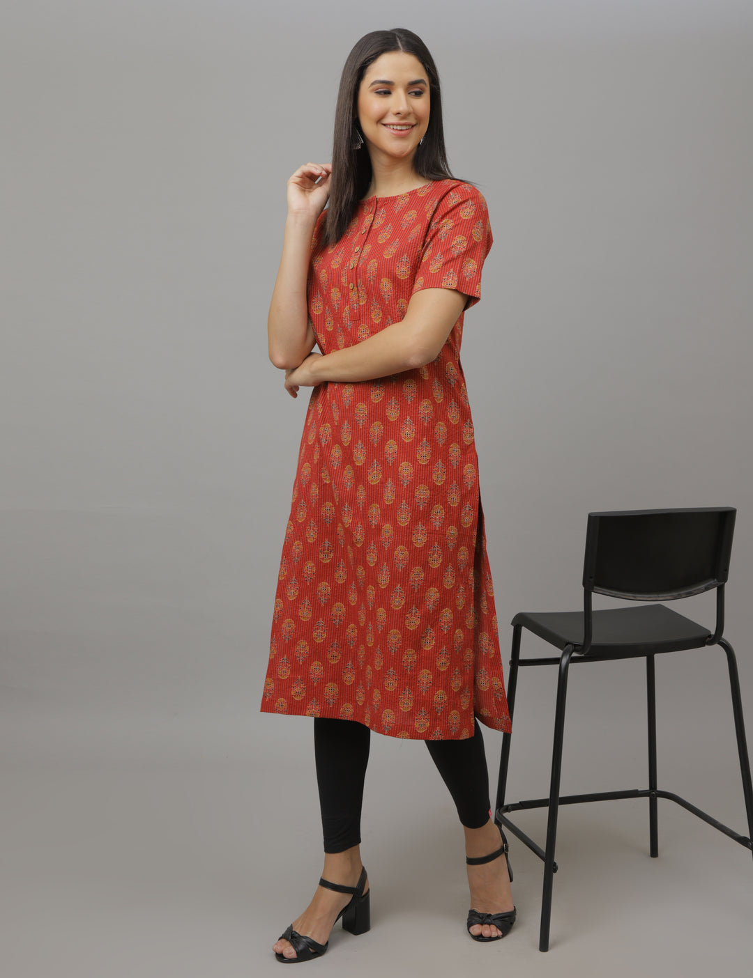 Red Floral Kurta