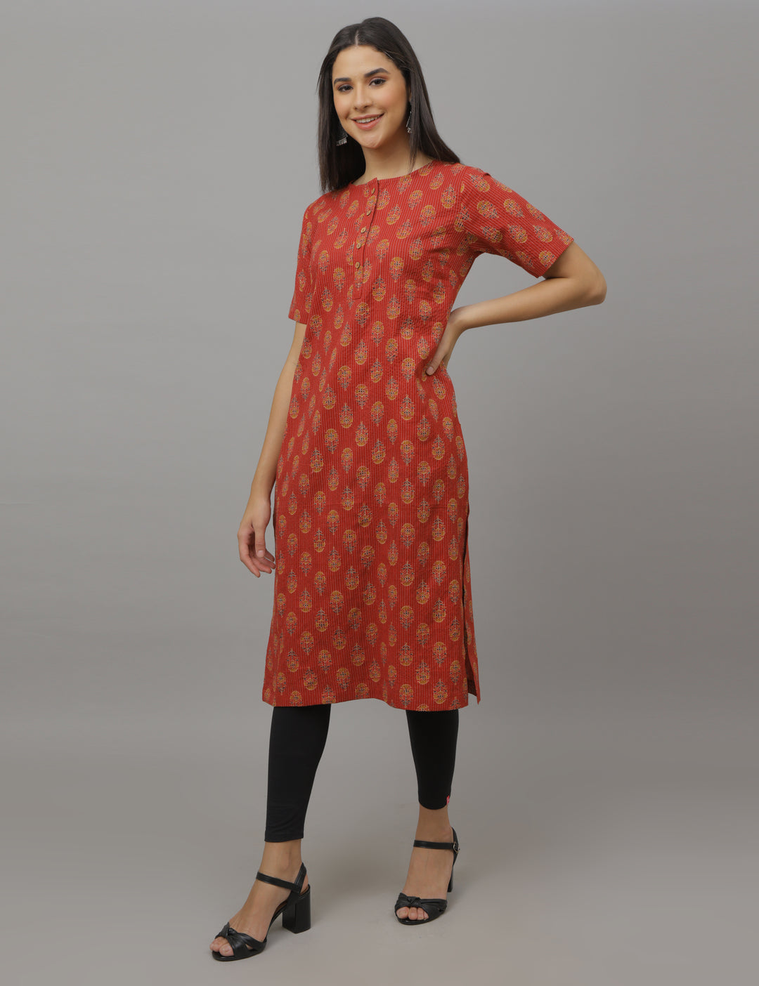 Red Floral Kurta