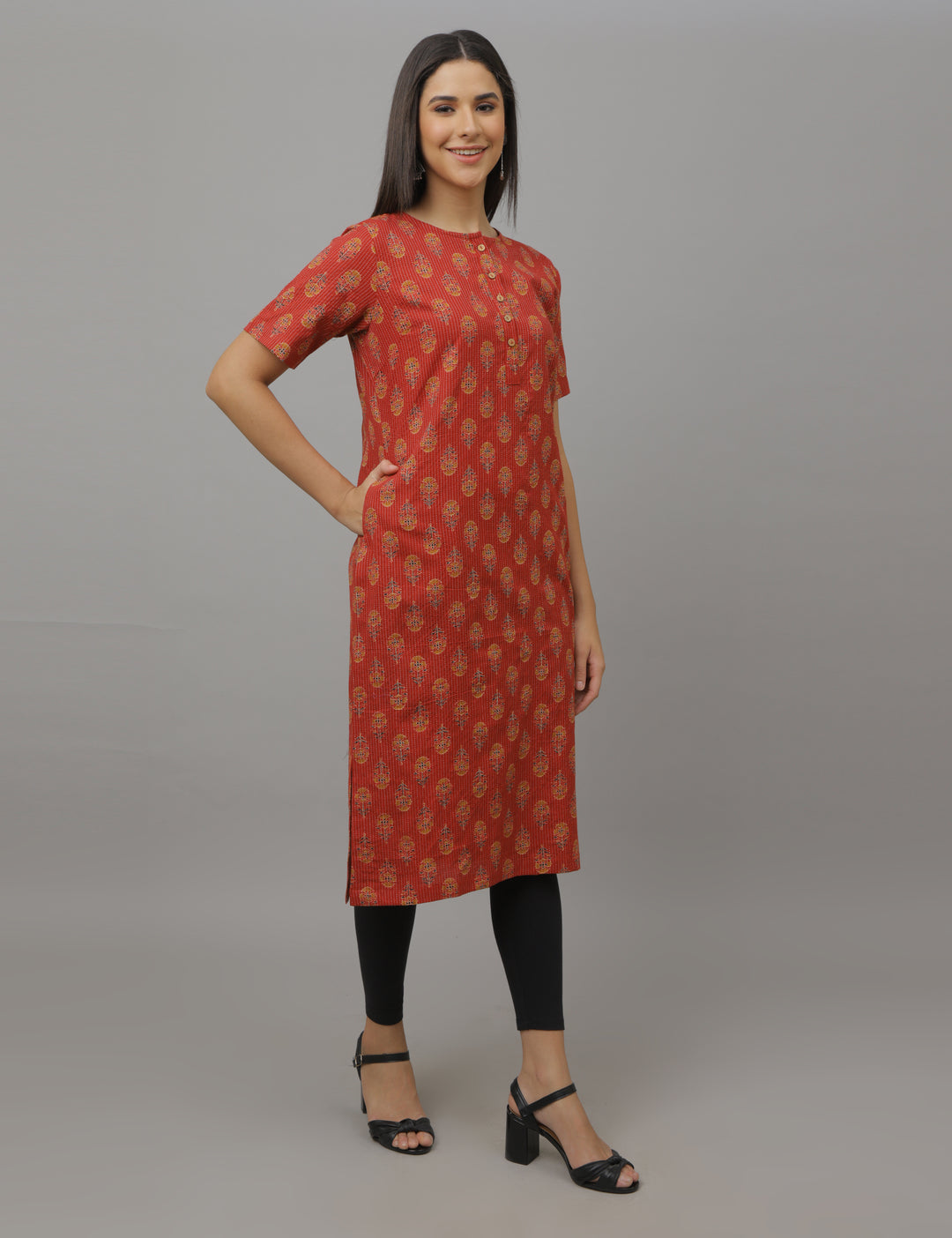 Red Floral Kurta