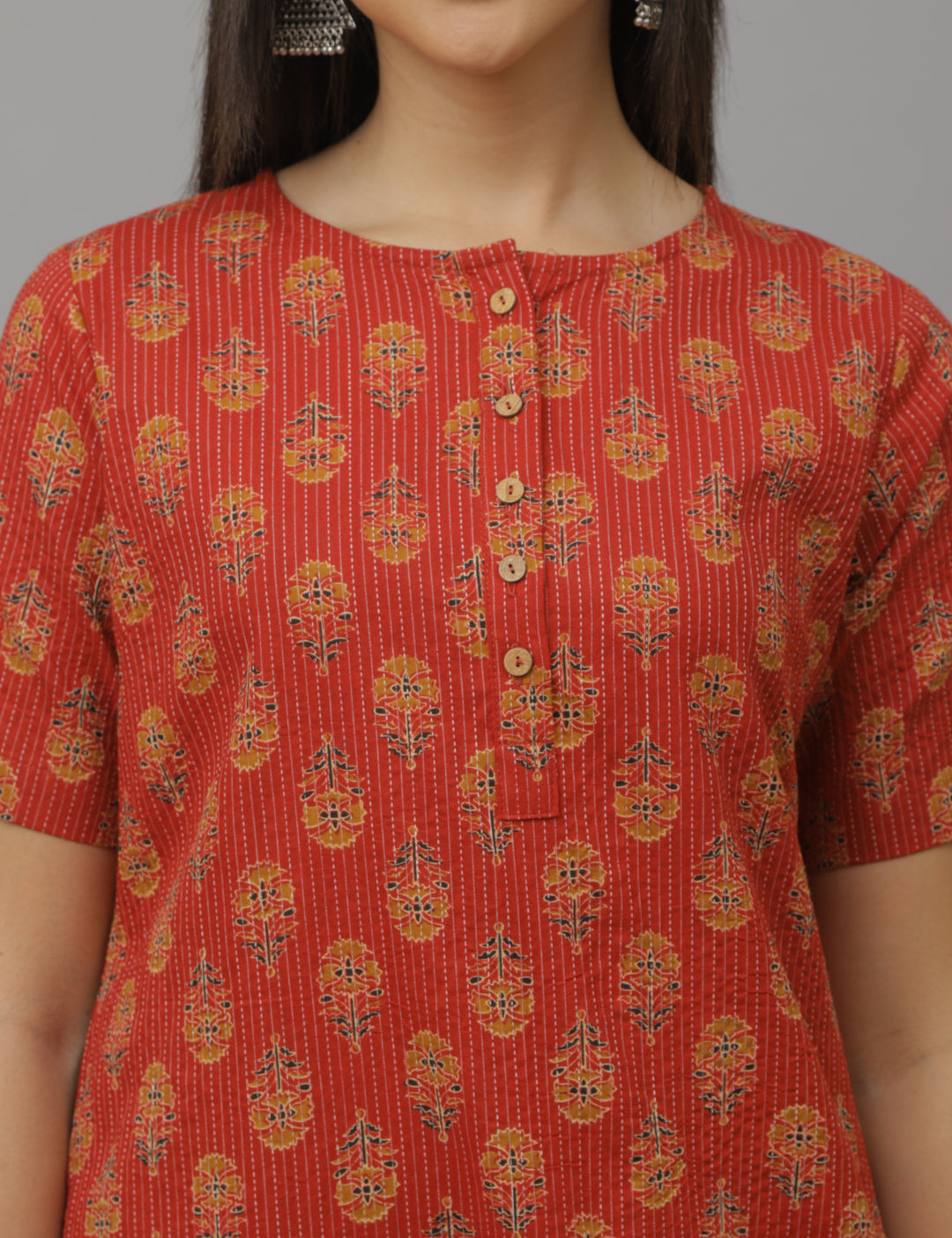 Red Floral Kurta