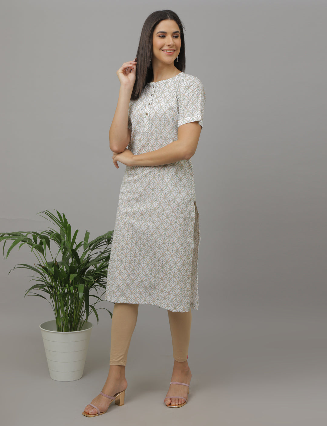 White Floral Kurta