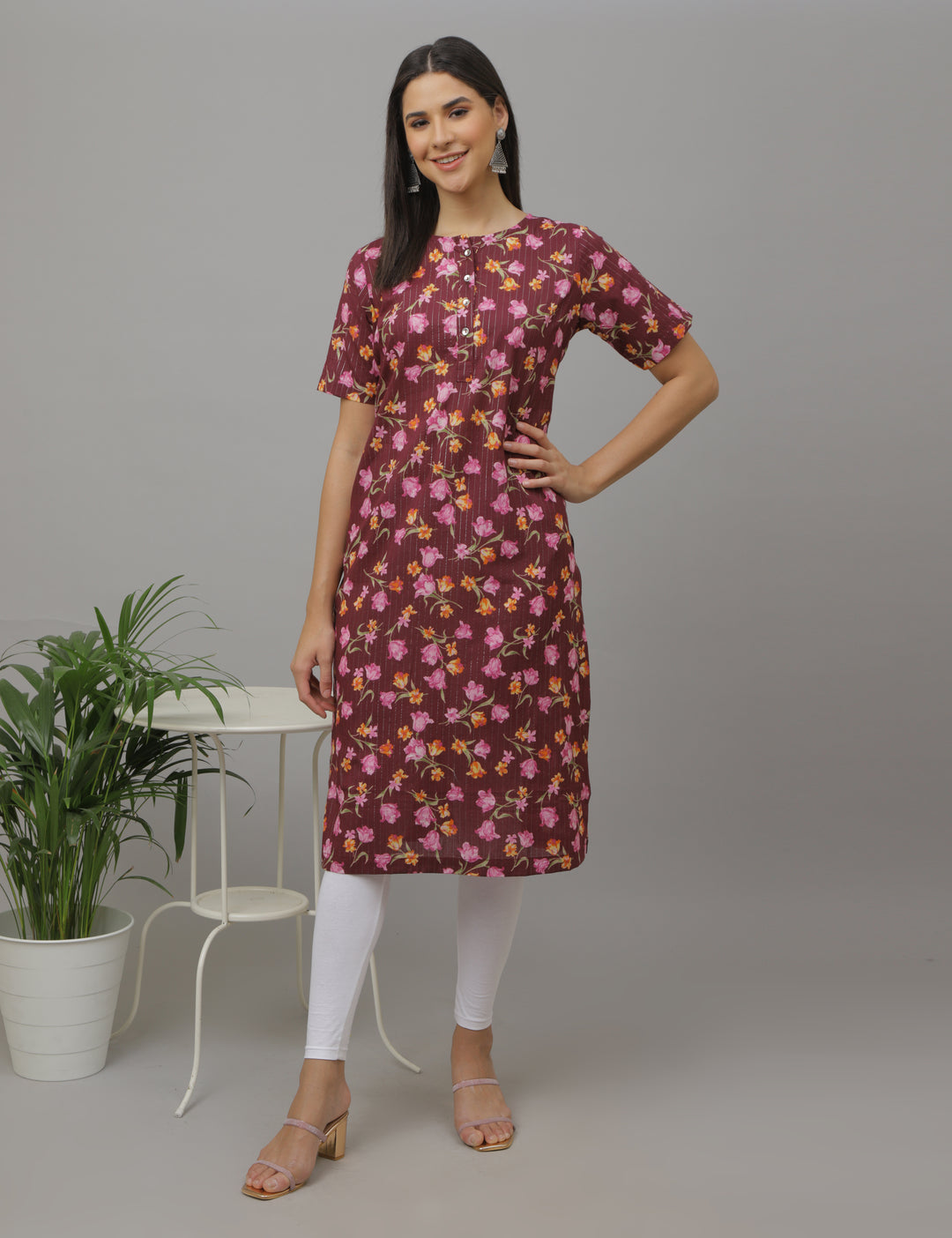 Maroon Floral Kurta