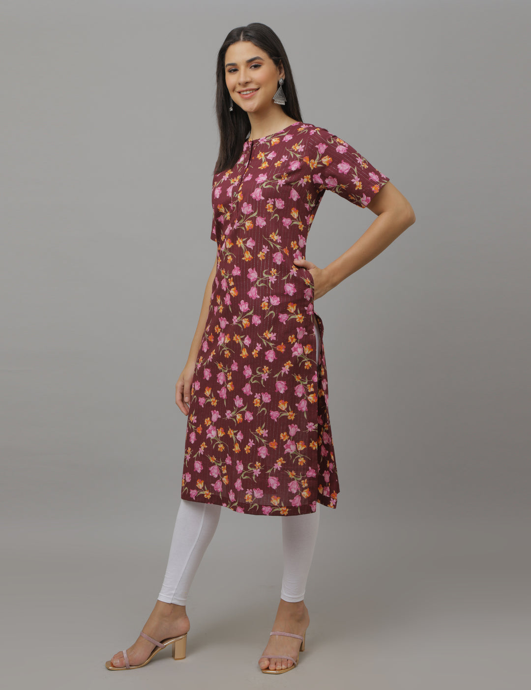 Maroon Floral Kurta