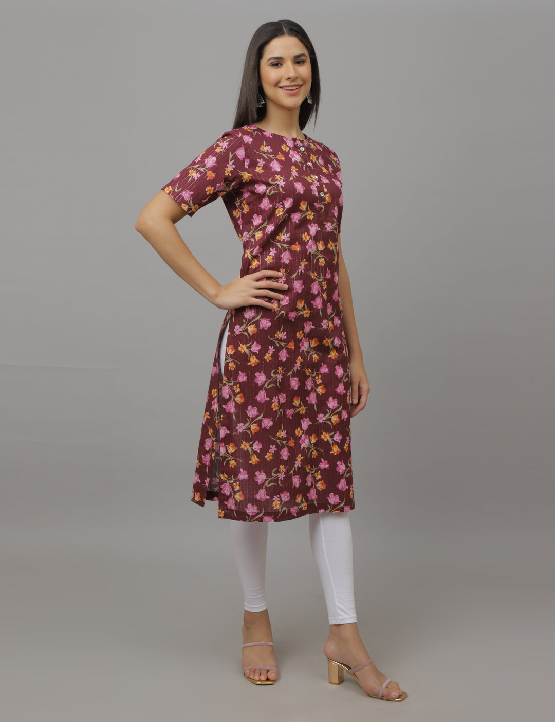 Maroon Floral Kurta