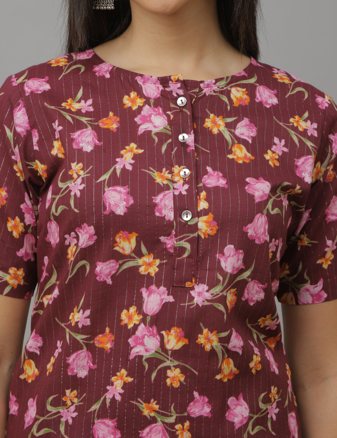 Maroon Floral Kurta