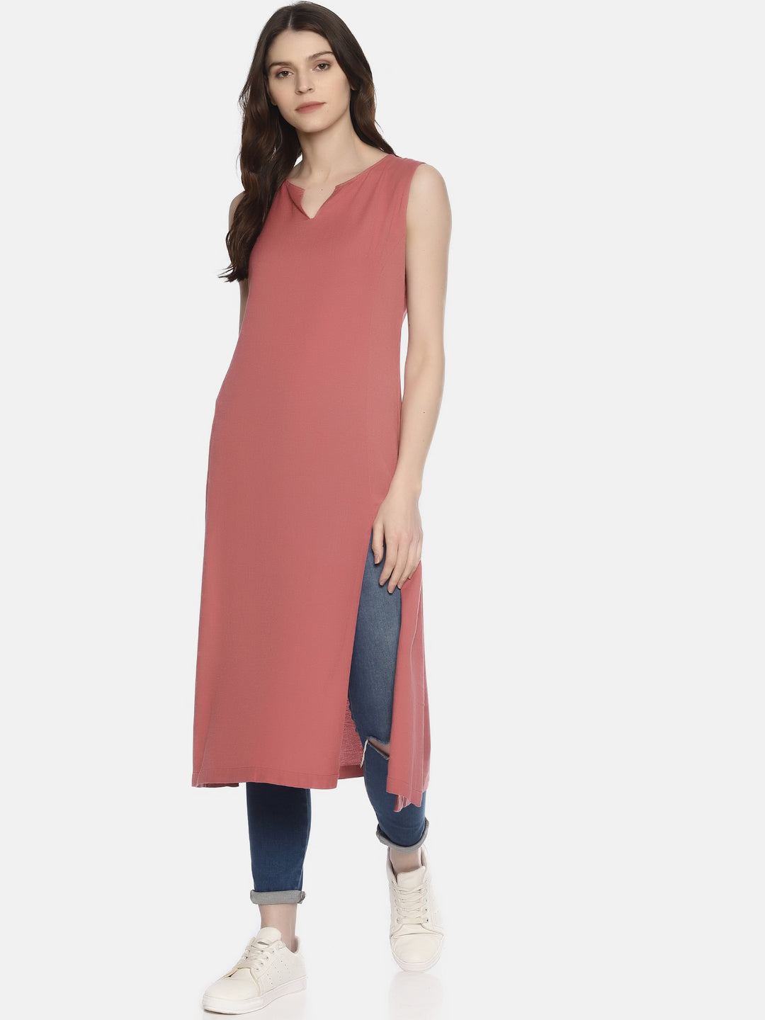 Dusty Rose Princess Line Sleeveless Kurta