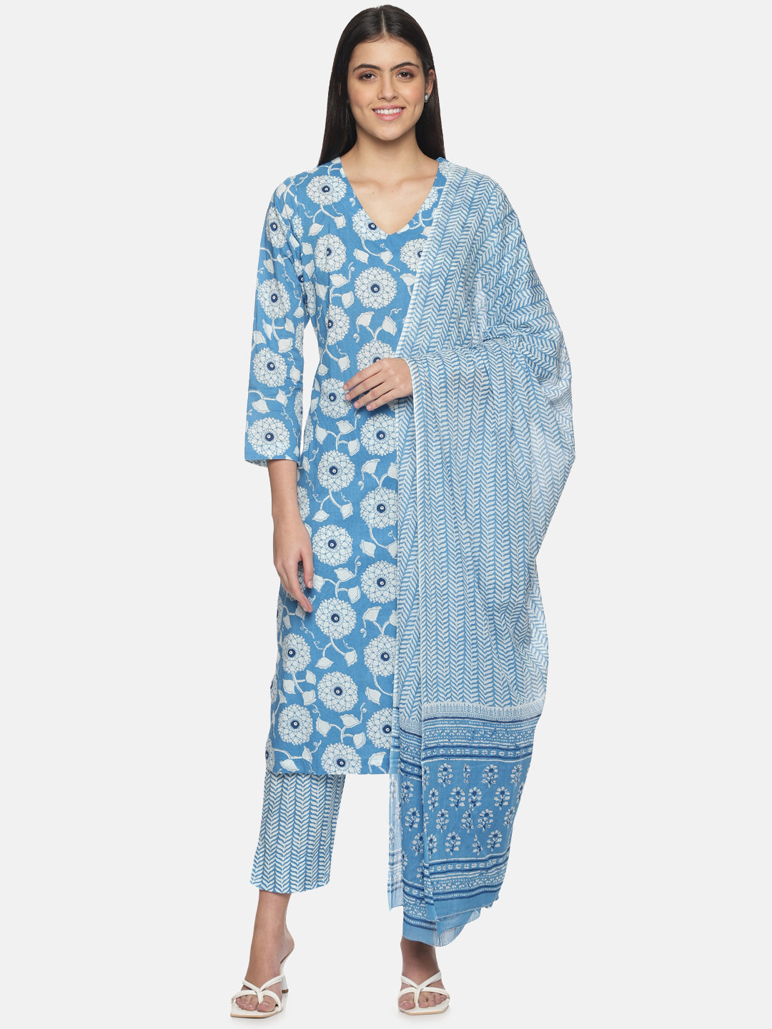 Blue Kurta Set with Dupatta