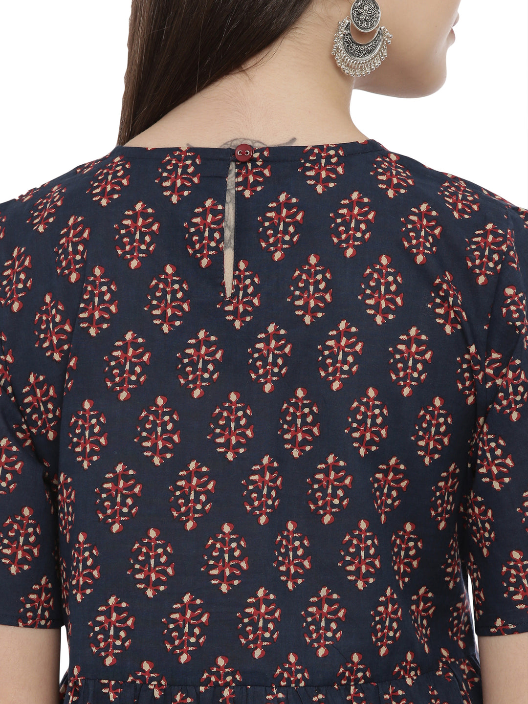 Printed Back Gathered Open Petal sleeve Kurta