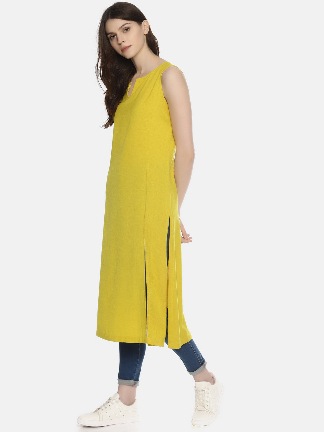 Yellow Princess Line Sleeveless Kurta