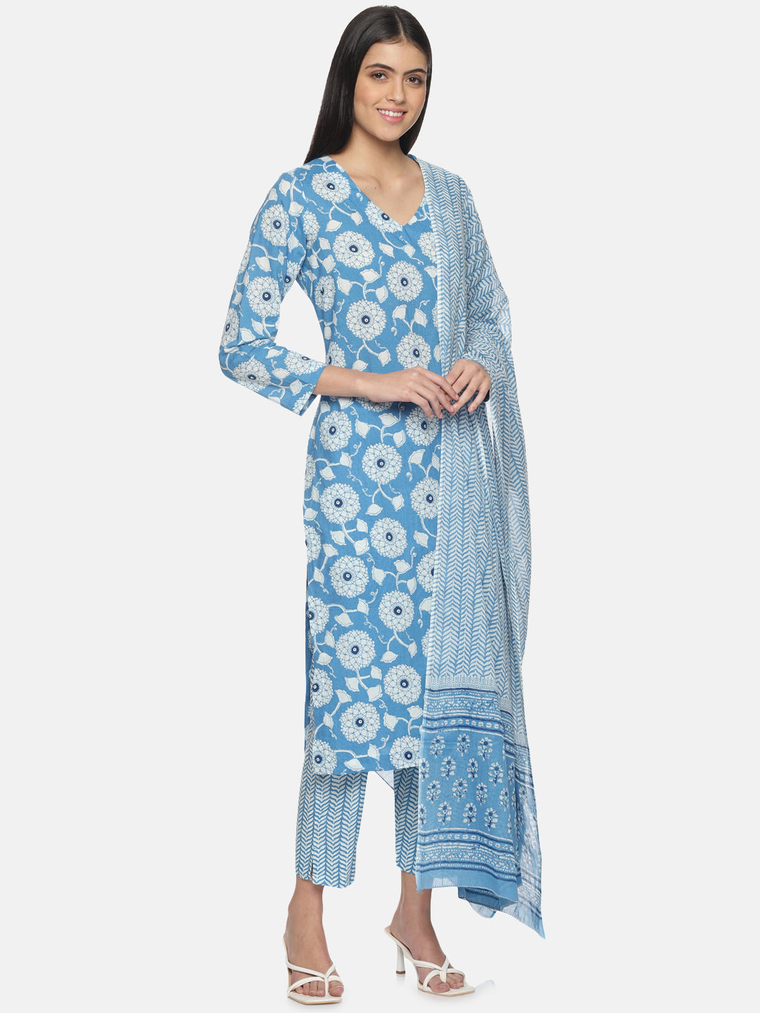 Blue Kurta Set with Dupatta