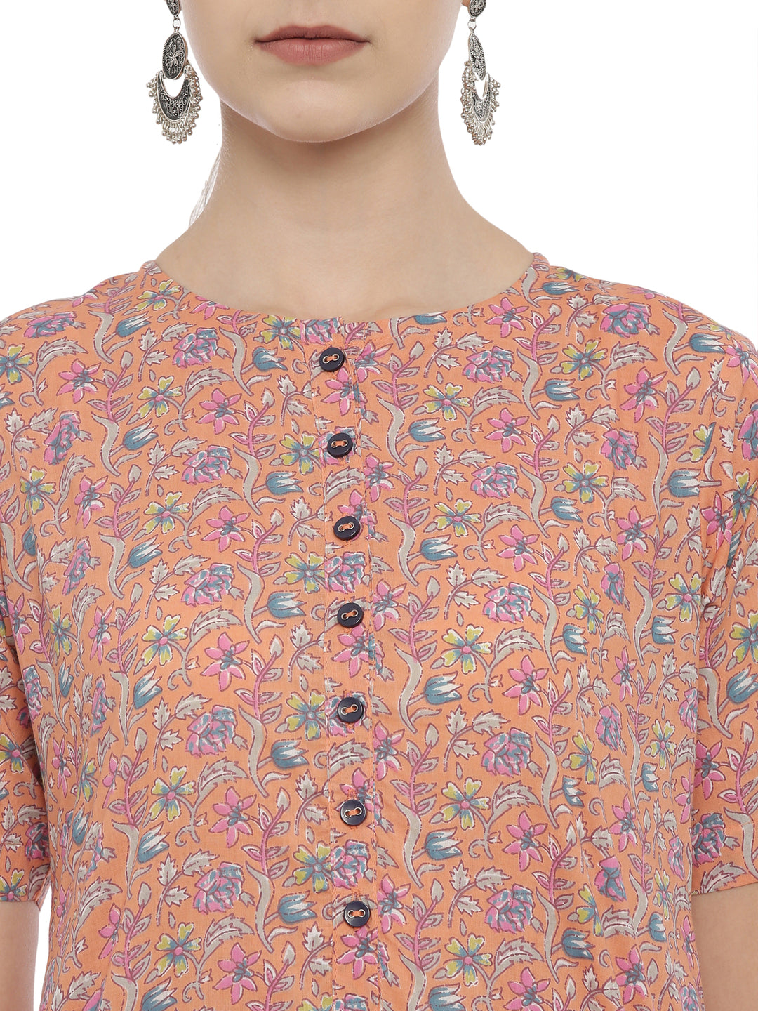 Printed Front Opened A-Line Kurta With Pocket