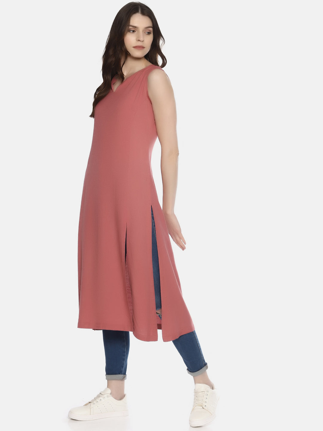 Dusty Rose Princess Line Sleeveless Kurta