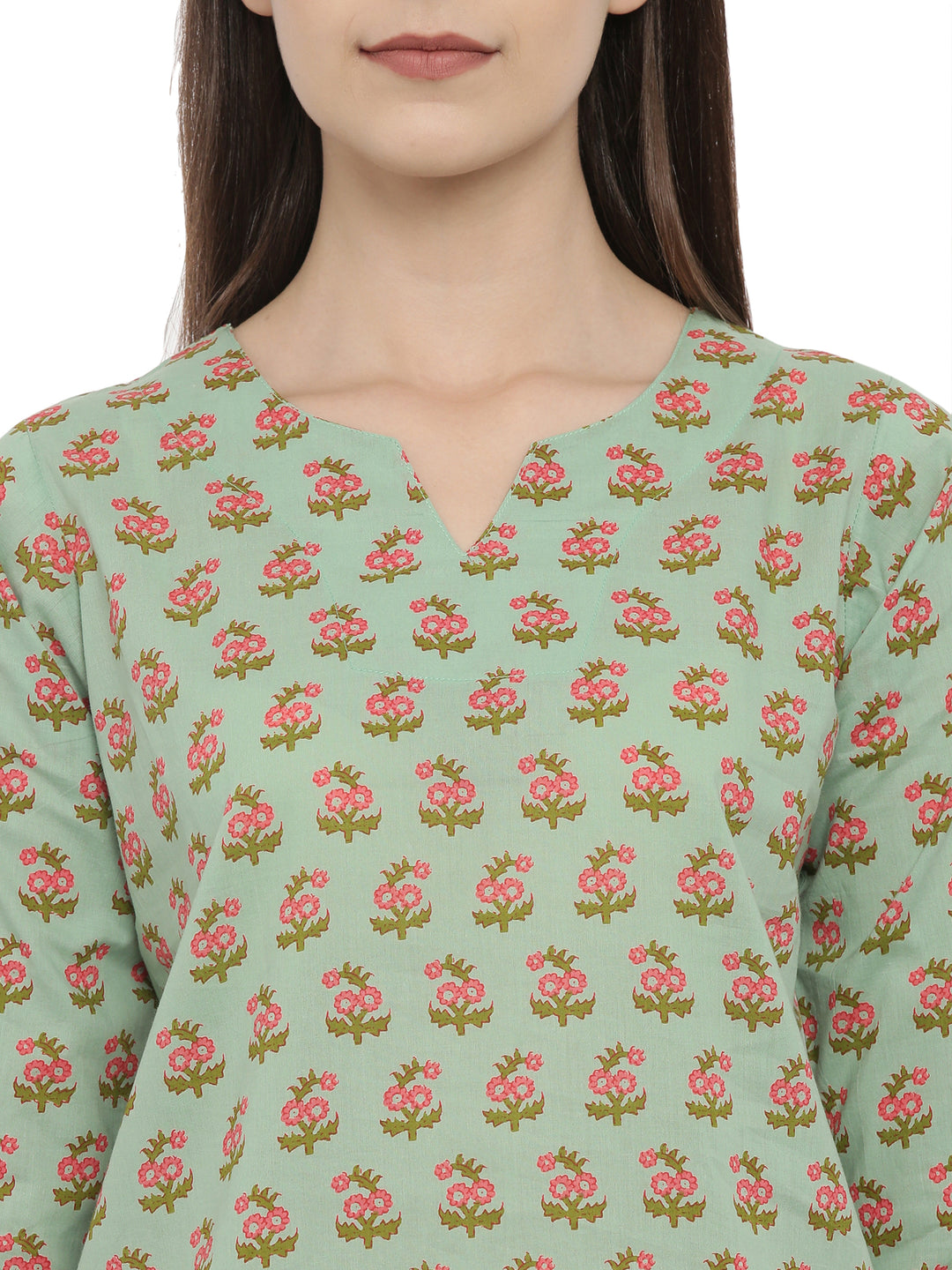 Sea Green Floral Printed Cotton Set