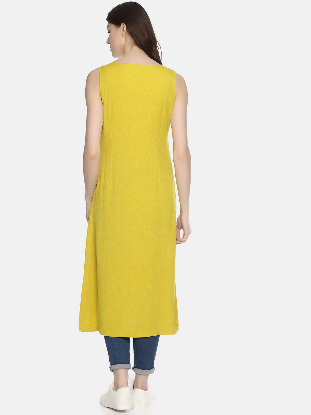 Yellow Princess Line Sleeveless Kurta