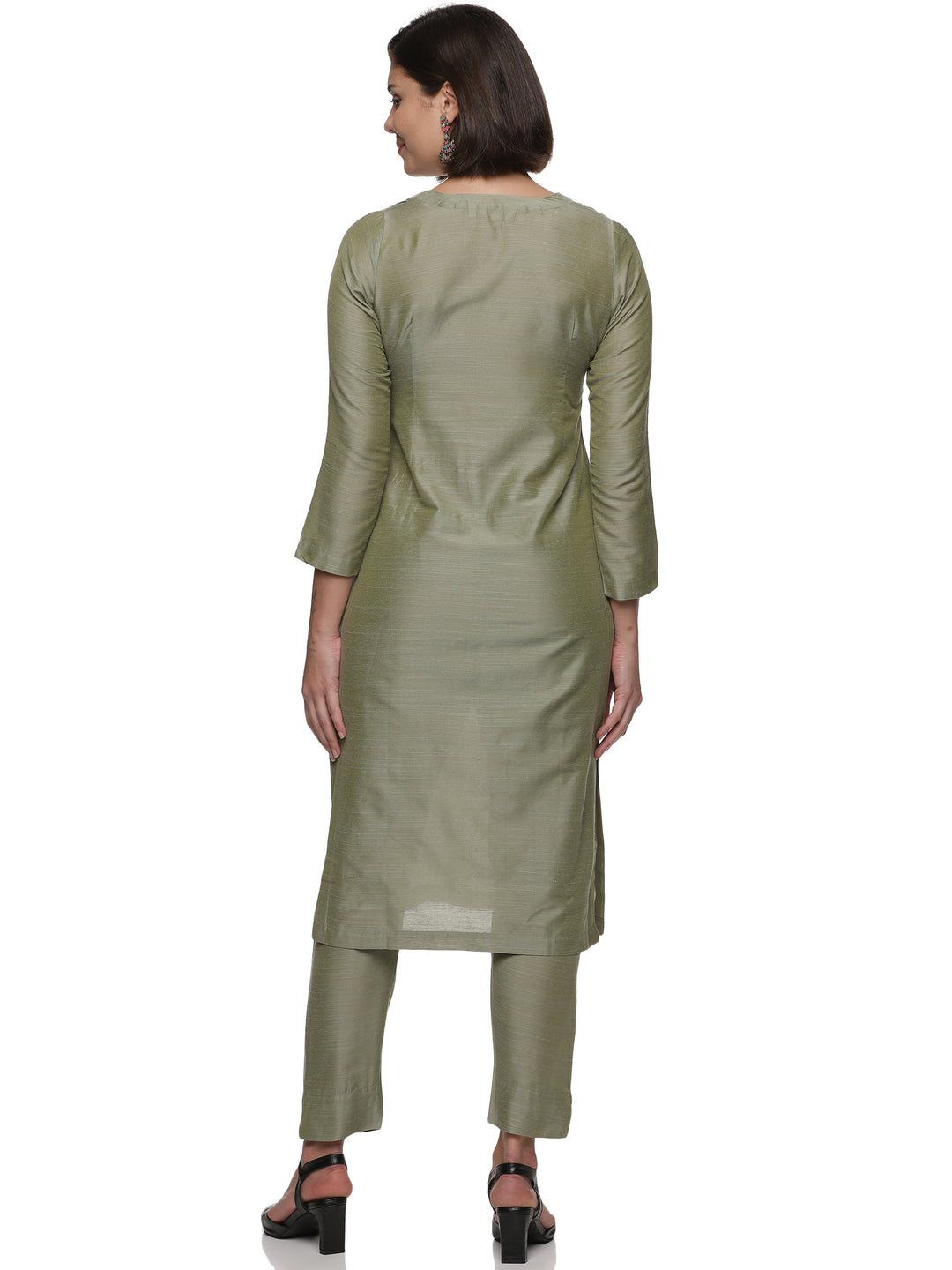 ELLEORA Sea green Cotton Silk Kurta Set