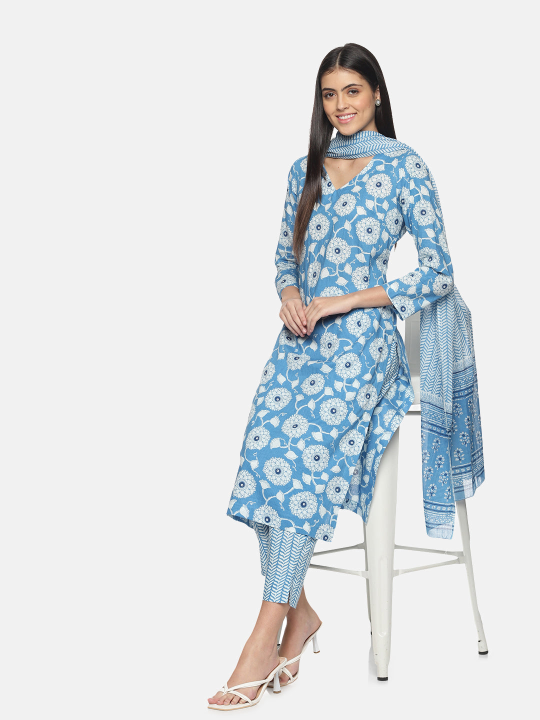 Blue Kurta Set with Dupatta