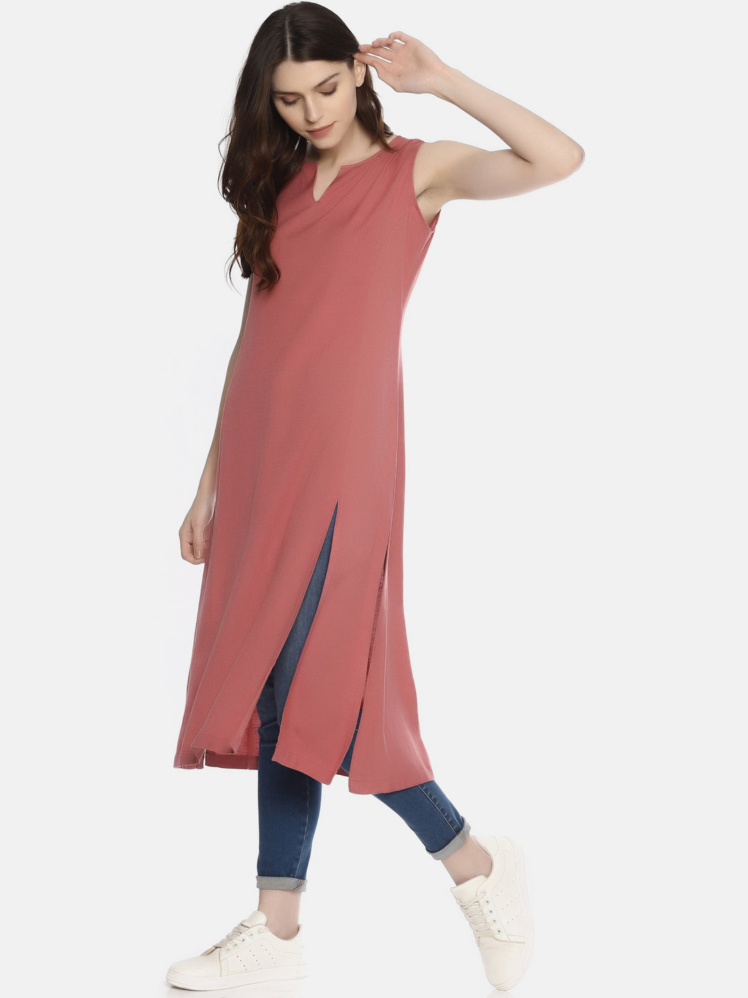 Dusty Rose Princess Line Sleeveless Kurta