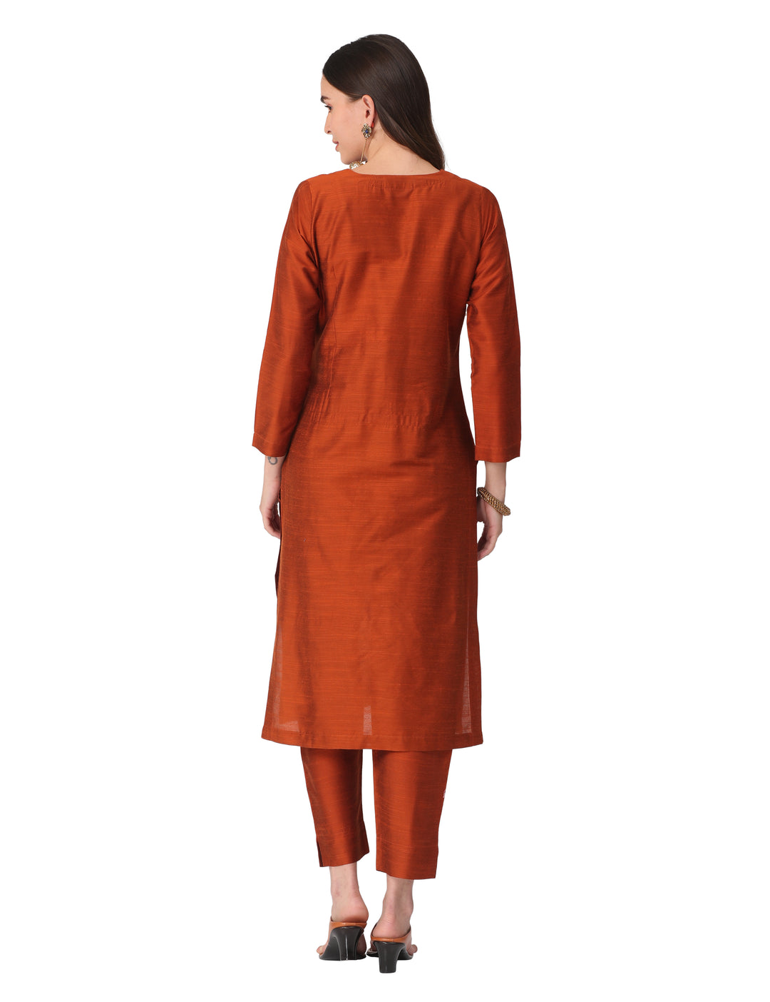 Elleora Rusty Orange Solid Kurta set