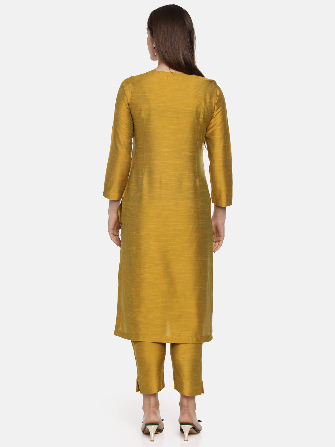 Mustard Cotton Silk Kurta Set