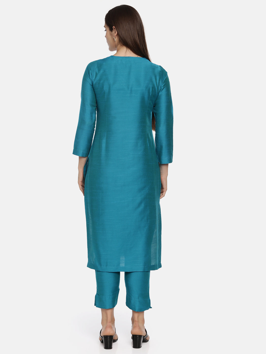 ELLEORA Aqua Blue Cotton Silk Kurta Set