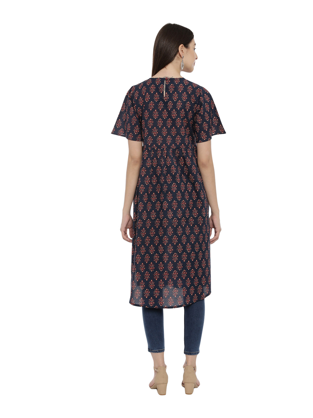 Printed Back Gathered Open Petal sleeve Kurta