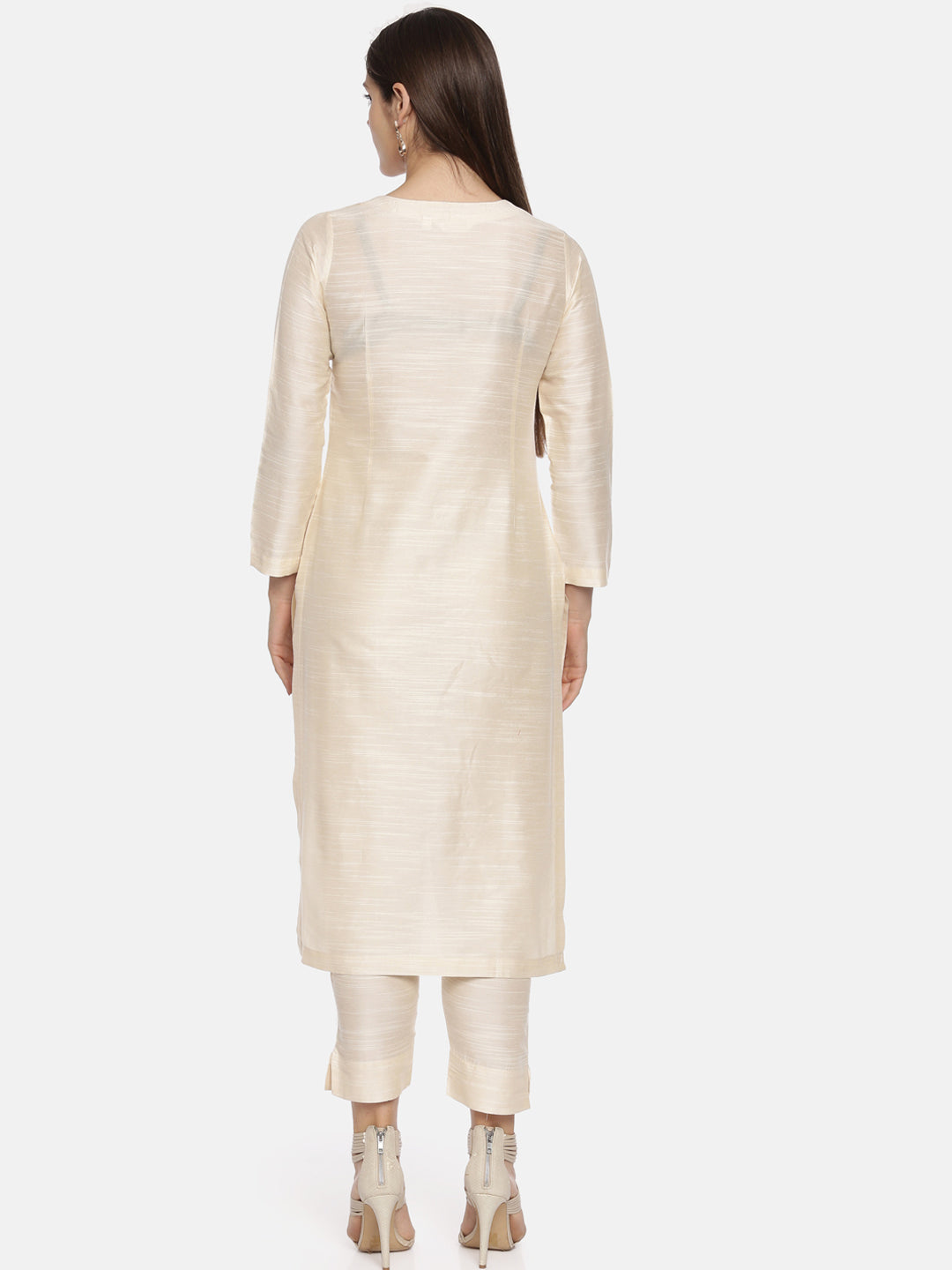 ELLEORA Beige Cotton Silk kurta Set