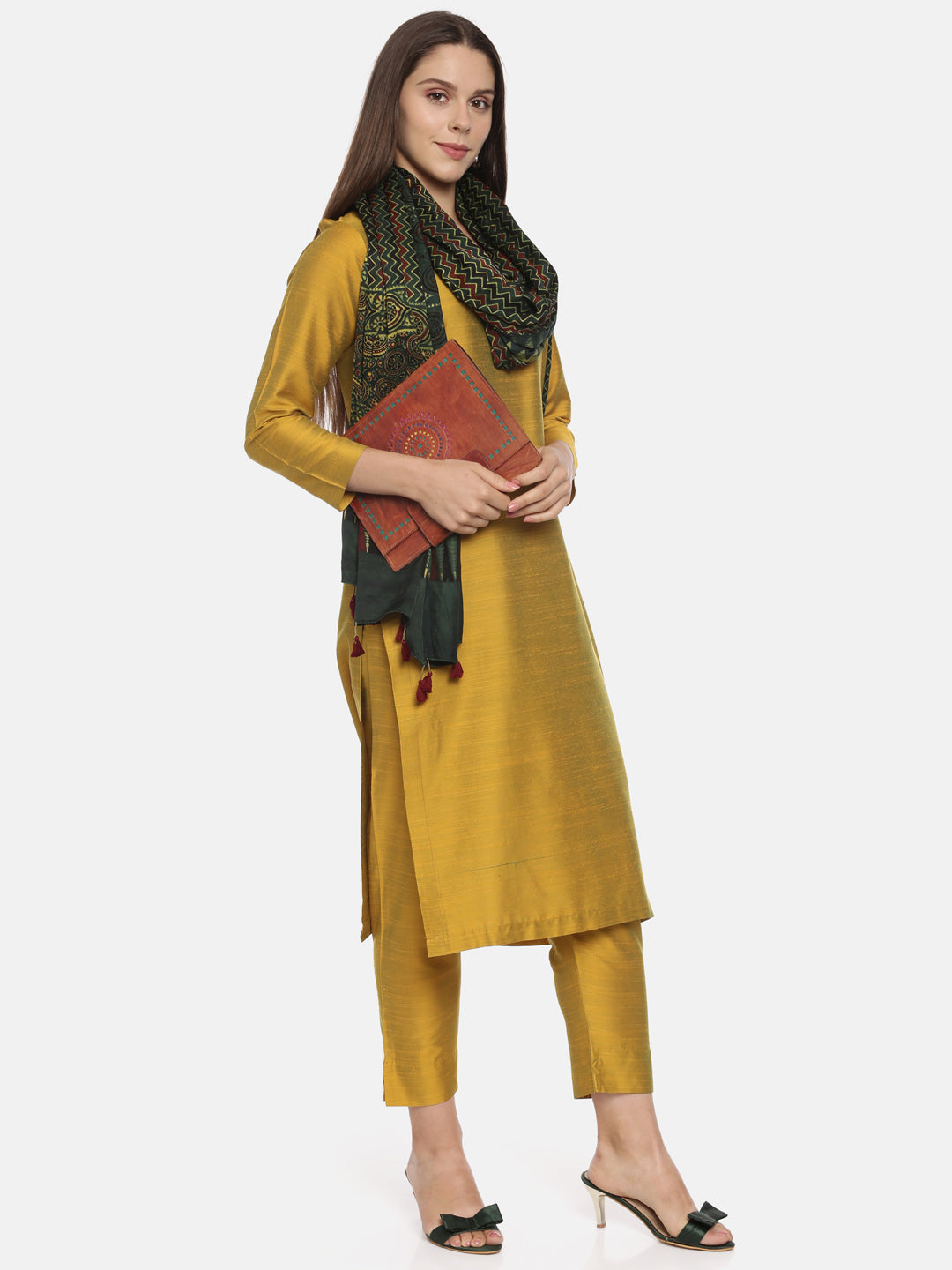 Mustard Cotton Silk Kurta Set