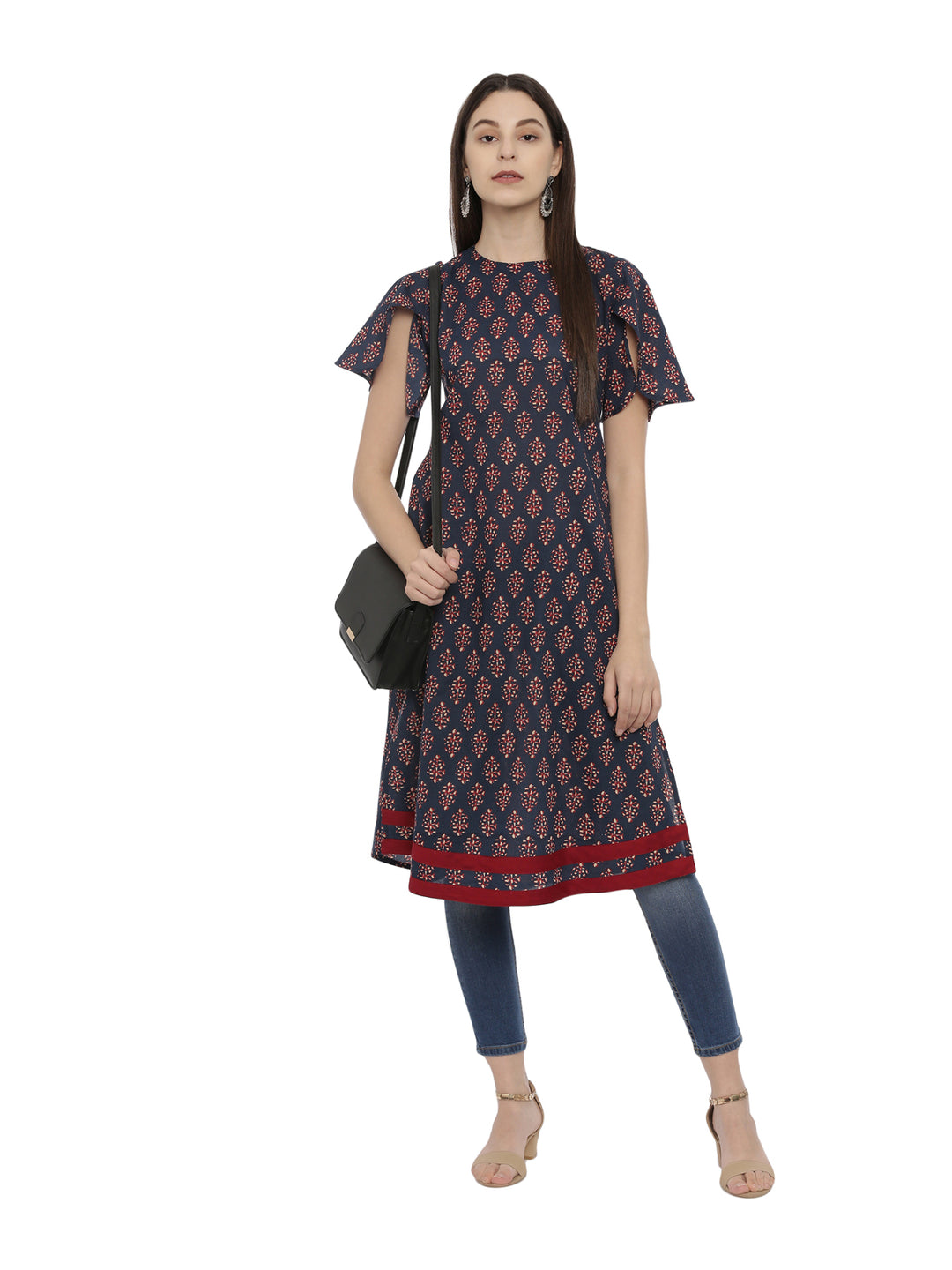 Printed Back Gathered Open Petal sleeve Kurta